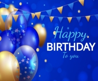 蓝色 Birthday Celebration Rettangolo medio Template
