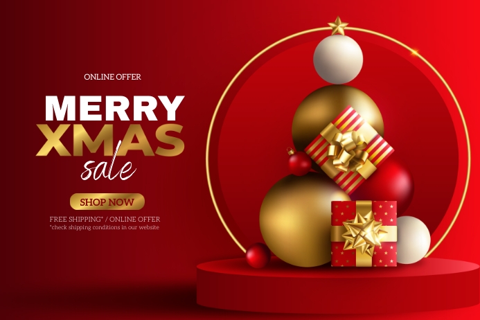 Red Christmas Sale Posters Template