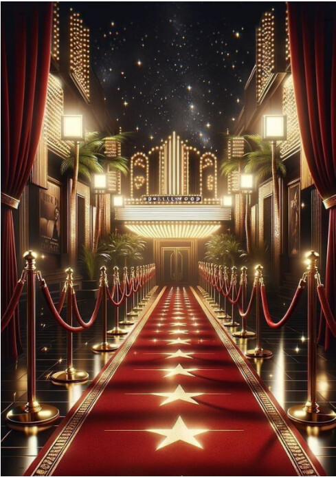 Realistic Futuristic Party Stage with Spotlight Background A4 template
