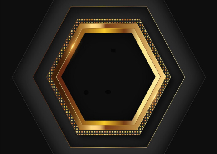 Realistic golden frame Postcard template