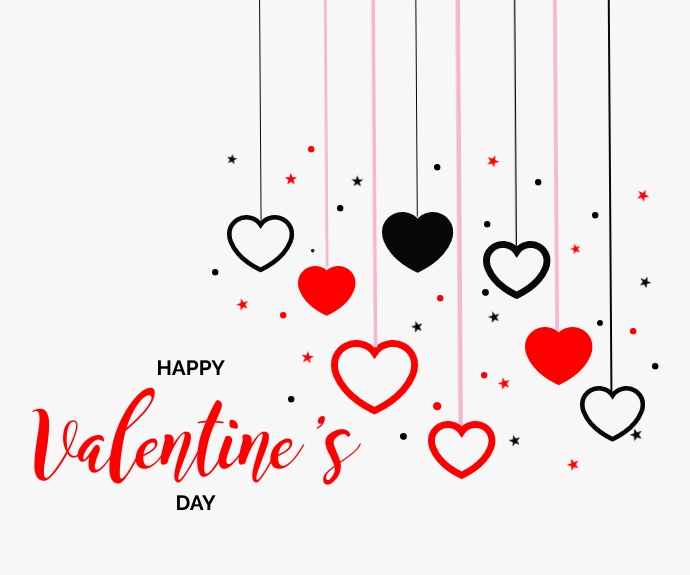 Realistic Happy Valentine's day Średni prostokąt template