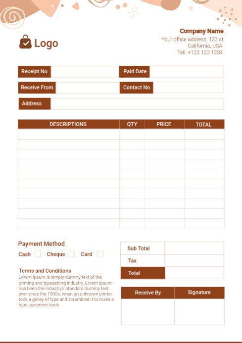 Receipt book blank template | PosterMyWall