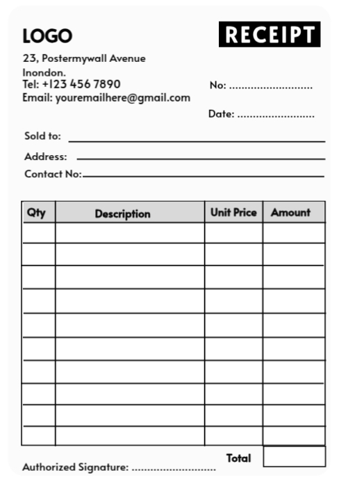 Example A5 Receipt Receipt Template | PosterMyWall