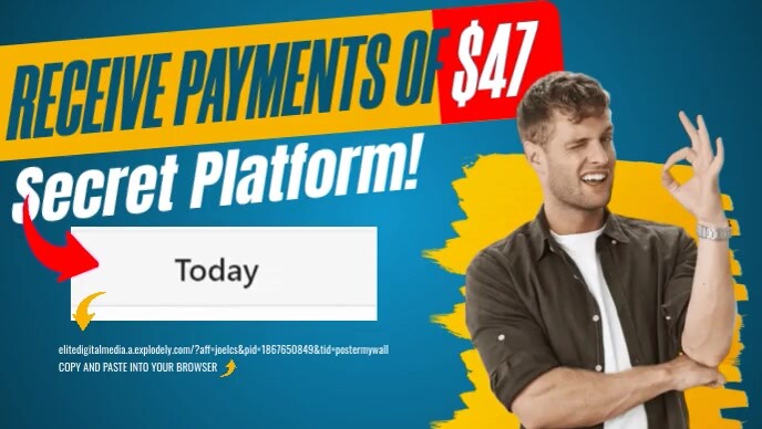 Receive payments of $47 secret platform Template | PosterMyWall