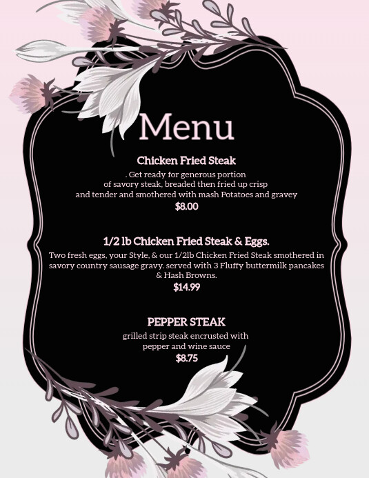 Wedding Menu Flyer (US Letter) template