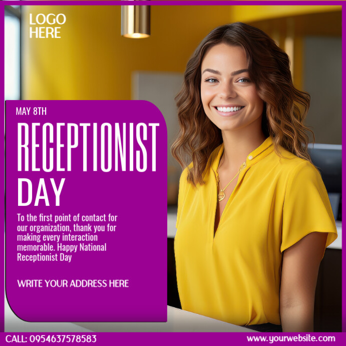 Receptionist Printable Layout receptionist day template | PosterMyWall