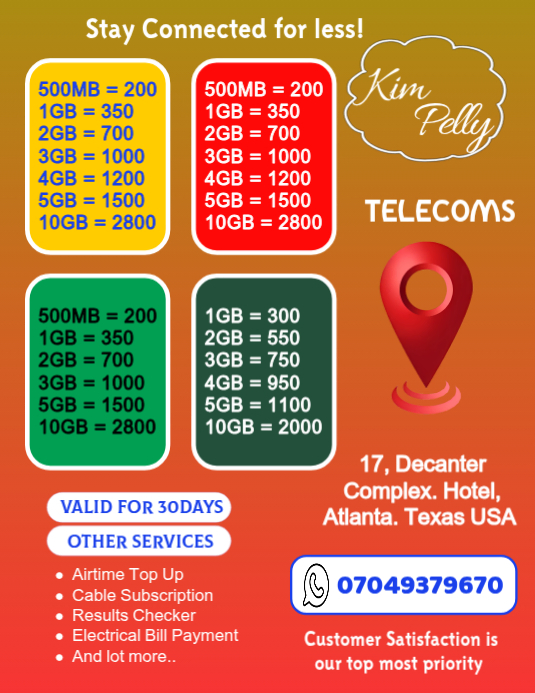 Recharge card airtime Telecom Services Flyer design template | PosterMyWall