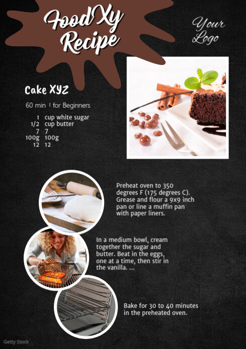 Recipe Cake Baking Food Manual Tutorial Blog Template | PosterMyWall