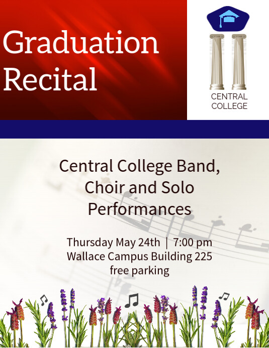recital, music program, concert, classical Flyer (US Letter) template