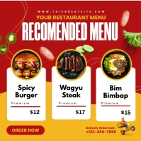 Recomended Menu Restaurant Instagram post Instagram-bericht template
