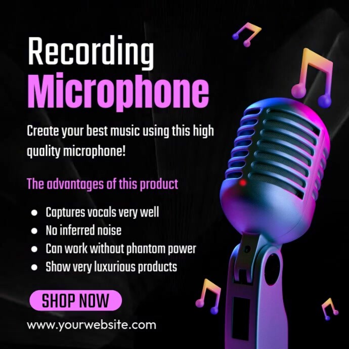 Recording Microphone Ads Template | PosterMyWall
