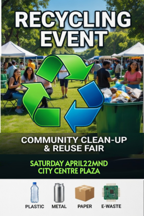 Green Recycling Event Posters Template | PosterMyWall
