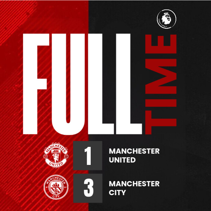 Full Time Match Graphics Red& Black Fulltime Soccer Match Template | PosterMyWall