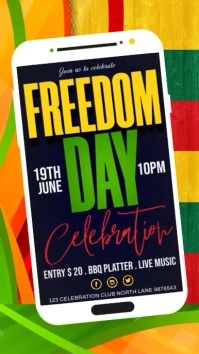 Red, yellow and green Juneteenth Freedom Day Instagram Story template