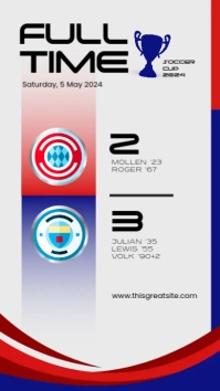Red & Blue Fulltime Soccer Template Historia de Instagram