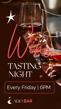 Red & Brown Wine Tasting Night Instagram Story Design template