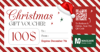 Red & White Professional Vintage Holiday Gift Certificate with QR Code Facebook Shared Image template