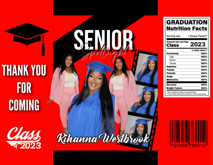 Red | Class of 2023 | Senior | Grad | Chipbag 传单(美国信函) template