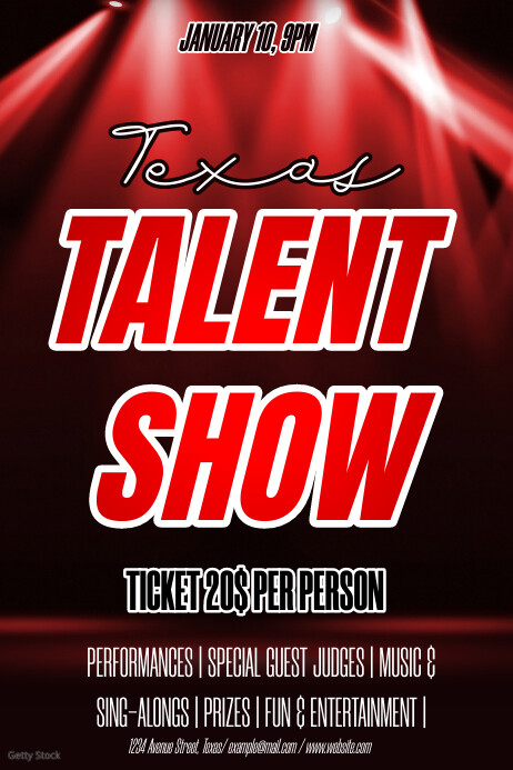 Red & Black 3d Talent Show Poster Template