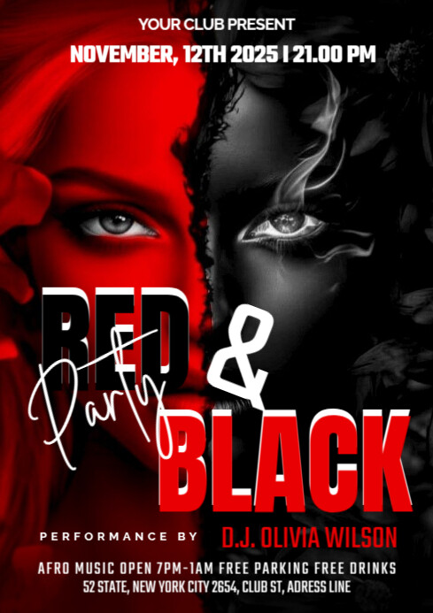 Plantilla de Red & Black Party A1 | PosterMyWall