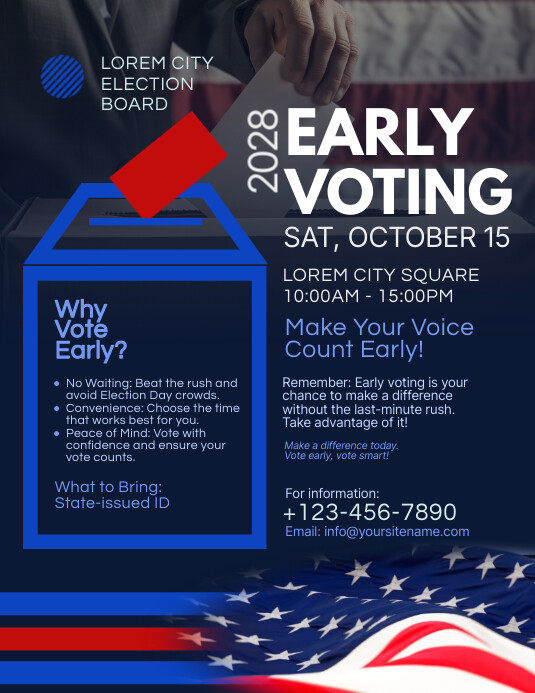 Red & Blue Professional Early Voting Flyer (u Ulotka (US Letter) template