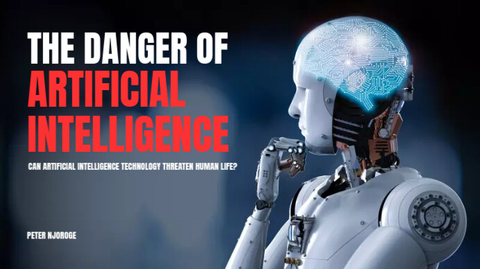 Red & White Bold Artificial Intelligence Цифровой дисплей (16 : 9) template