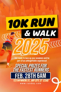 Red 10K Run Event Póster Template