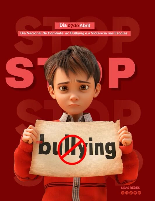 Red 3d Anti-bullying  Flyer (us Letter) template