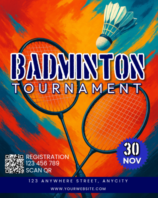 Red 3d Badminton Tournament Instagram Portrait Template | PosterMyWall