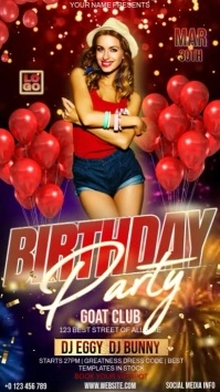 Red 3d Birthday Party Flyer Instagram Story template