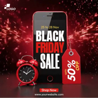 Red 3d Black Friday Sale Square (1:1) template