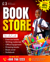 Red 3d Bookstore Book Sellers Shop School Stationery Sale Bookshop Advertising Social Media Flyer Te Instagram Portrait template