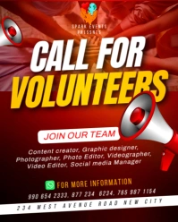 Red 3d Call For Volunteers Get Involved Local Volunteering Sign Up Recruitment Charity Event Ad Post Instagram Portrait template