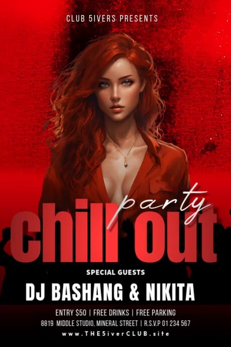 Plantilla de Red 3d Chill Out Party Poster | PosterMyWall