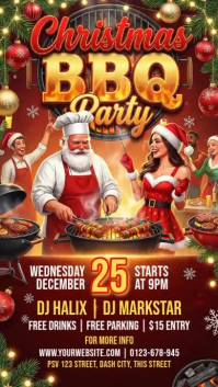 Red 3d Christmas Barbeque Party Instagram Story template