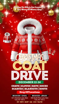 Red 3d Christmas Coat Drive Instagram Story Instagram-verhaal template