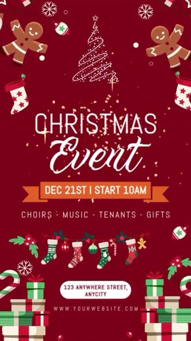 Red 3d Christmas Event Reel Instagram template