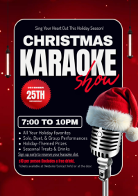 Red Christmas Karaoke Night A1 Template