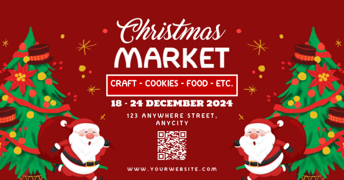 Red 3d Christmas Market Iklan Facebook template