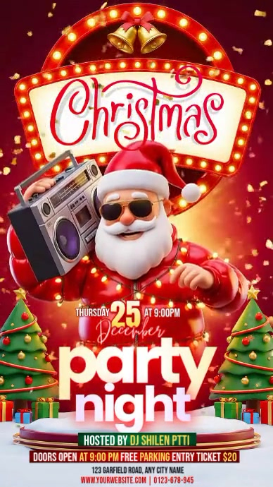Red 3d Christmas Party Instagram Story Template | PosterMyWall
