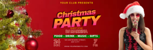 红色 Christmas Party Twitter-header Template