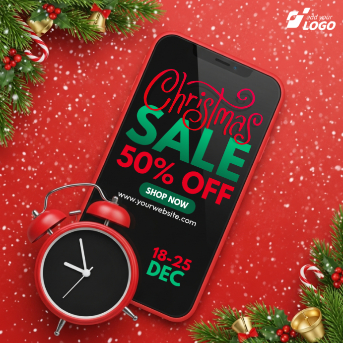Red 3d Christmas Sale Instagram Post Template | PosterMyWall