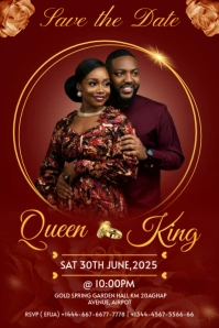 Red 3d Classic Elegant Wine And Gold Wedding Invitation Card Design Template  Poster