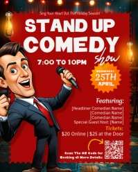 Red 3d Comedy Show Instagram Portrait template