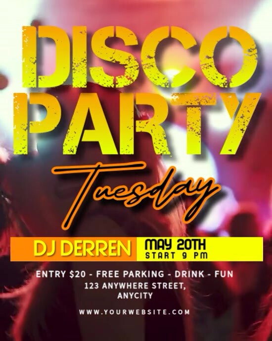 Red 3d Disco Party Tuesday Instagram Portrait template