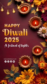 Red 3d Diwali Card Instagram Story template