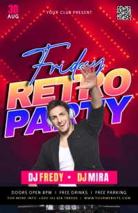 Red 3d Friday Retro Party Tabloid template