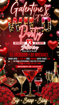 Red 3d Galentines Party Instagram Story template