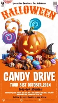 Red 3d Halloween Candy Drive Instagram Story template