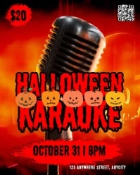 Red 3d Halloween Karaoke Instagram Portrait template